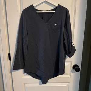 Soft Surroundings Charcoal V-Neck Blouse